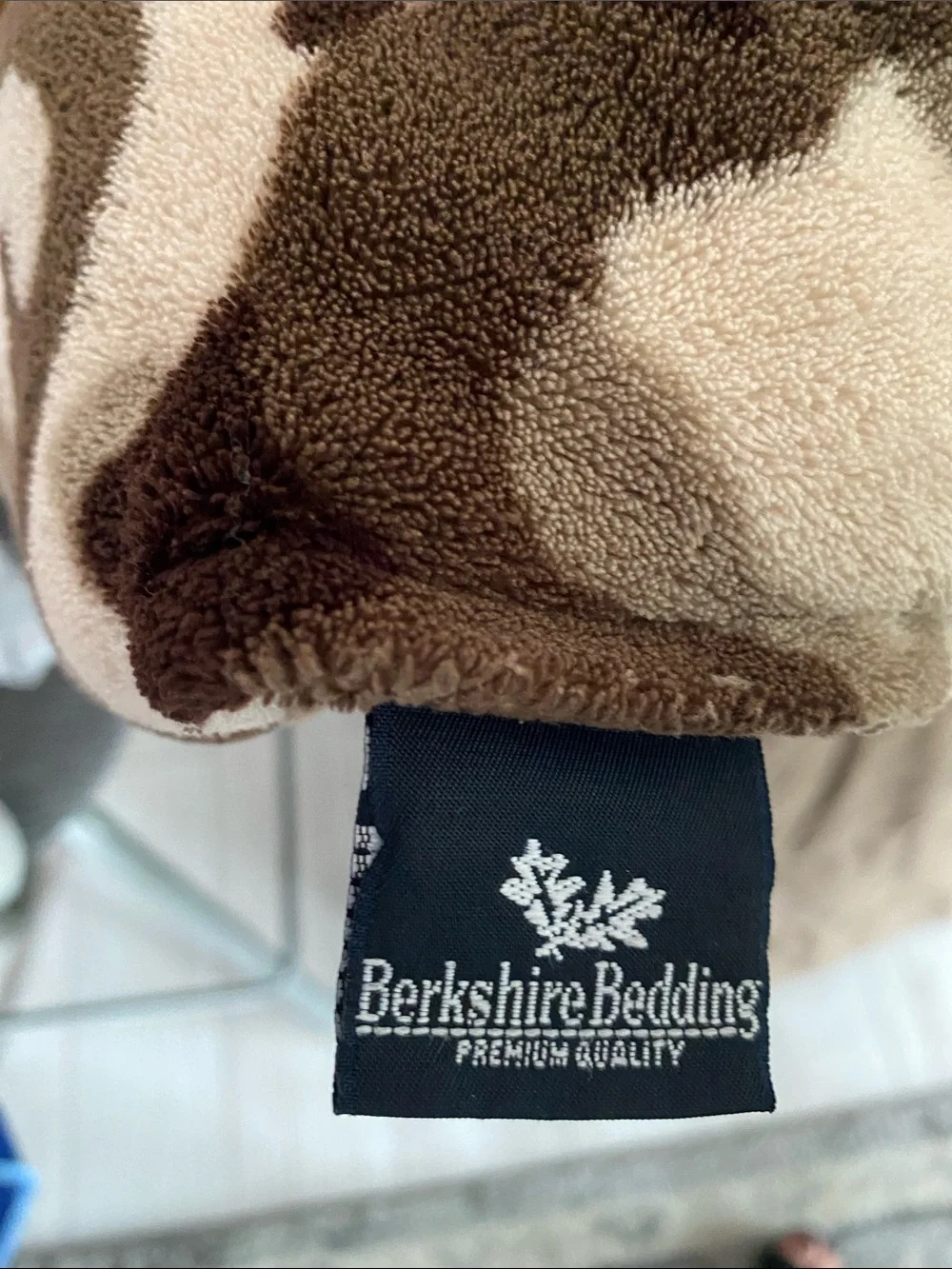 Berkshire Brown and Cream Camouflage Plush comforter  or Blanket with sham